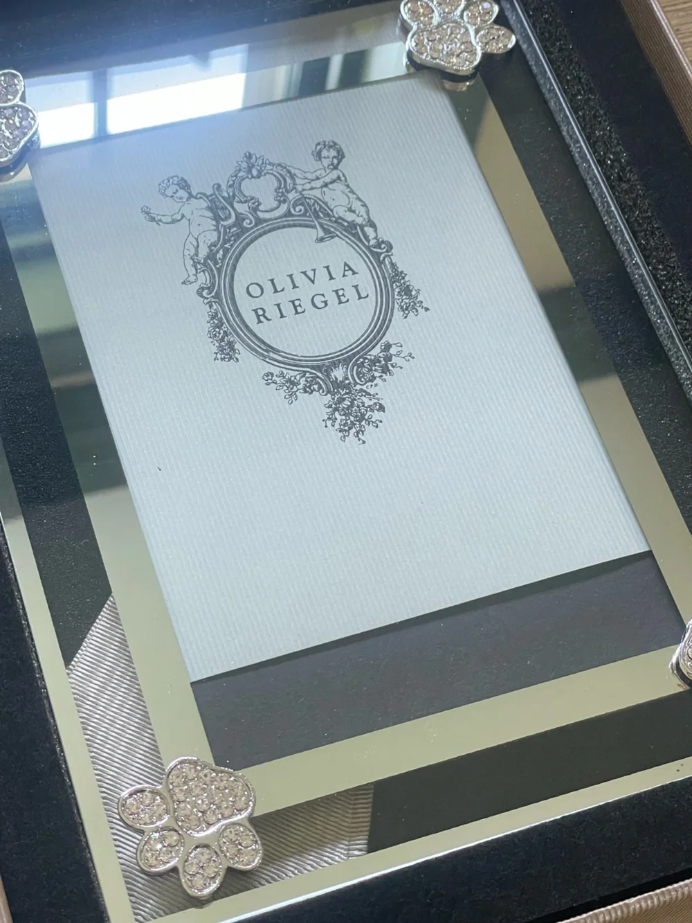 NIB | Olivia Riegel Paw Print Frame 4x6 Crystal Paw Print Glass Photo Frame